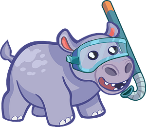 Hippo In Diving Mask Clipart - Намалювати Гіпопотама - Png Download (300x261), Png Download
