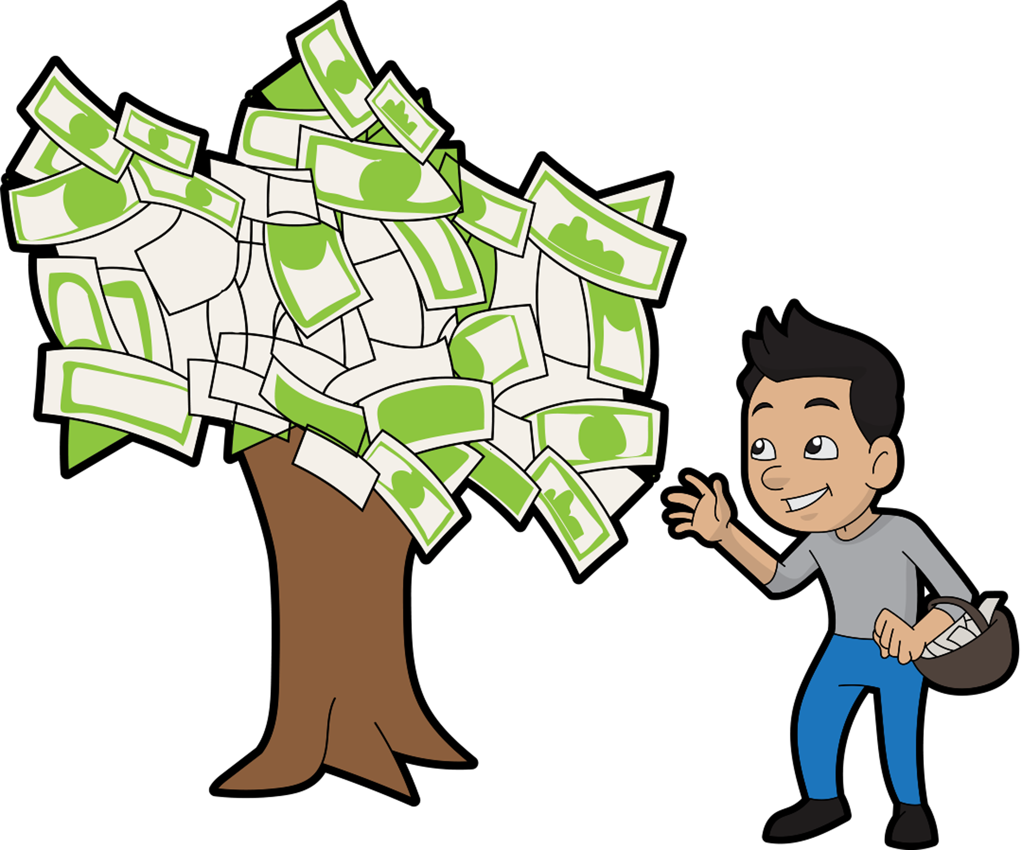 Tree Bearing Money Clipart (2000x1663), Png Download