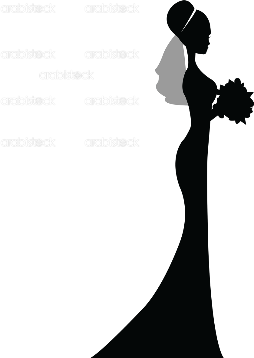 Silhouette Bridegroom Bridesmaid Wedding - Bride Silhouette Wedding Png Clipart (1181x1181), Png Download