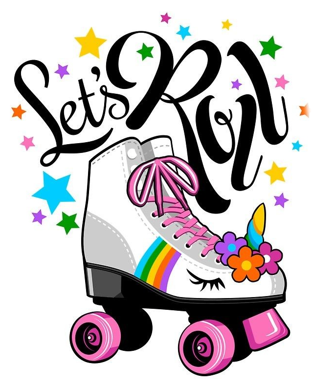 #girly #cute #sticker #pink #tumblr #beach #vibes #cute - Let's Roll Roller Skate Clipart (640x790), Png Download