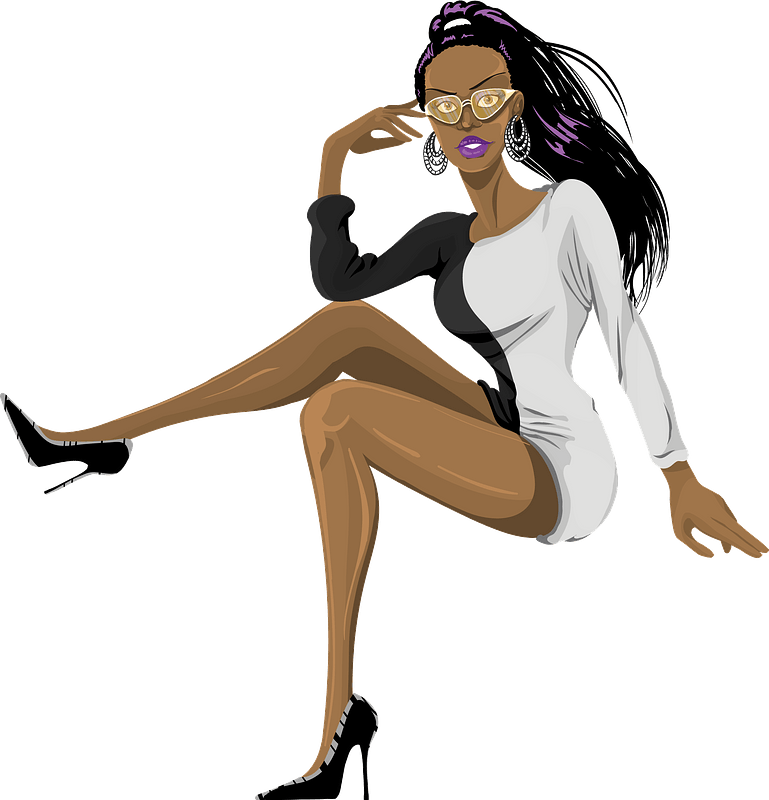 Fashion Black Lady Clipart - Black Silhouette Woman Sitting - Png Download (769x800), Png Download