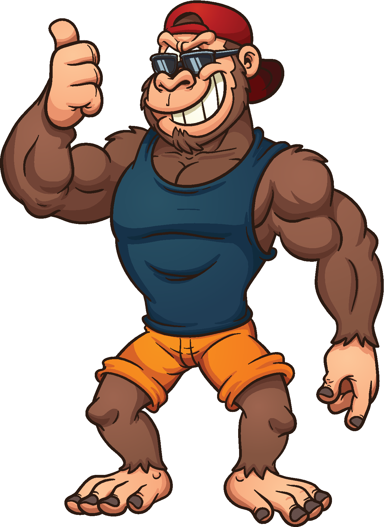 Full - Cartoon Gorilla Standing Up Clipart (1240x1699), Png Download