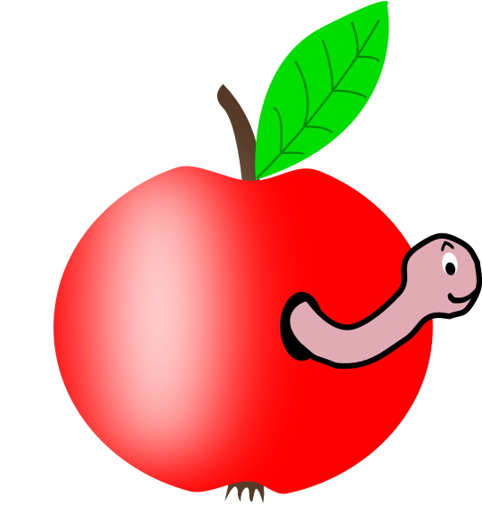 Red Apple With A Green Leaf Vector Illustration - Apple With A Worm Clipart (600x600), Png Download