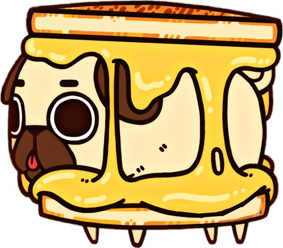 #grilledcheese @haelilulu - Pug Kawaii Clipart (969x850), Png Download