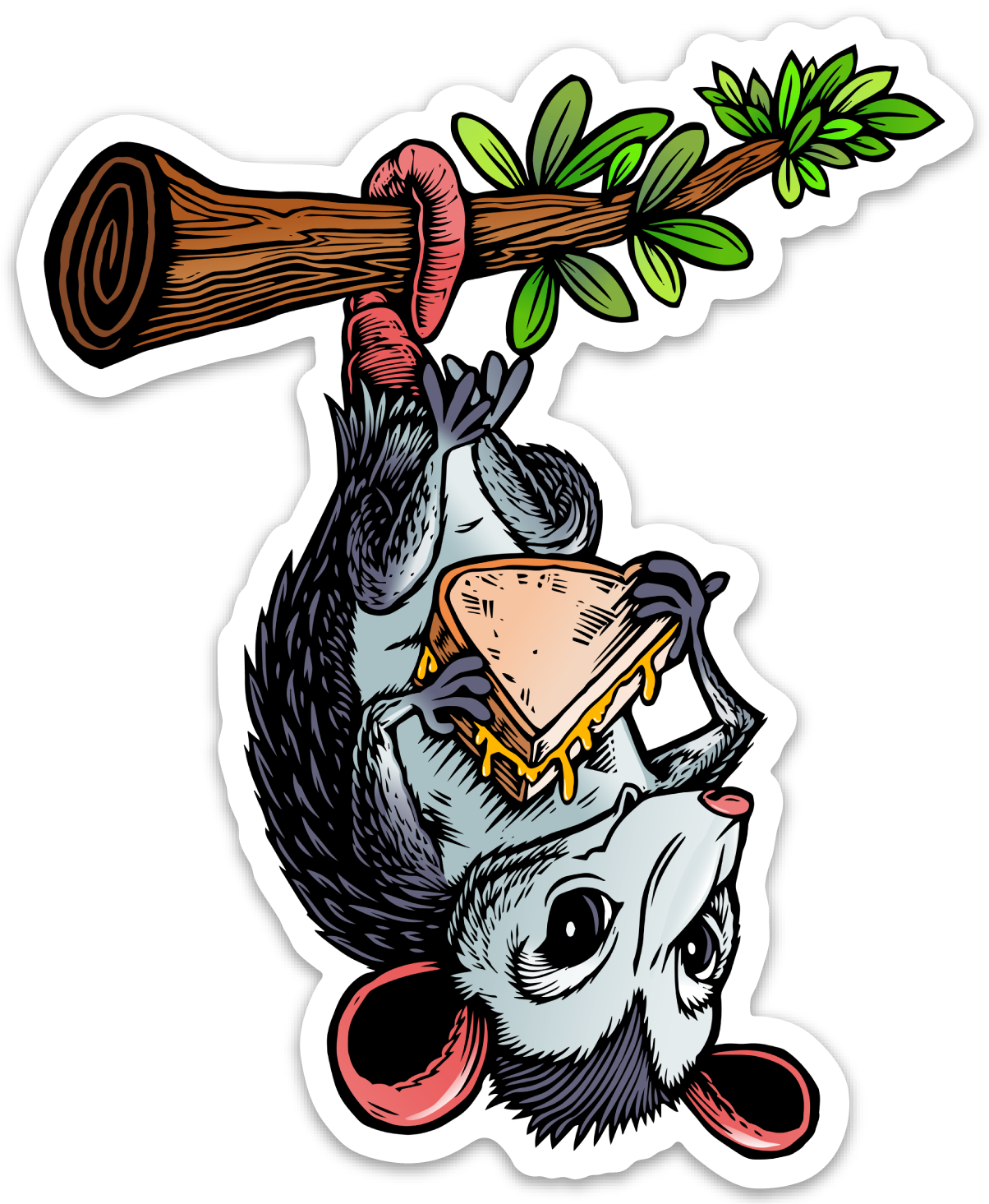 Opossum Eating Grilled Cheese Sticker Clipart (1204x1465), Png Download