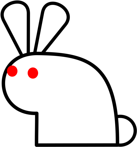 White Rabbit In Grass Png Clip Art - Cute Rabbit Clipart Black And White Transparent Png (600x600), Png Download