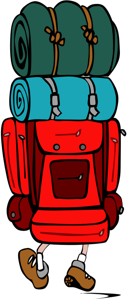 Backpack Hiker Trekking - Clipart Hiking Backpack - Png Download (500x1000), Png Download