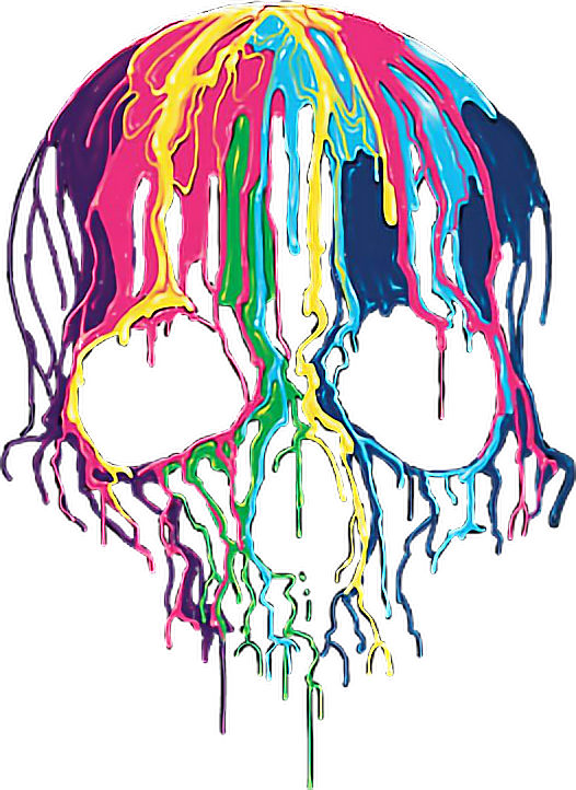 #skull #paint #rainbow #rainbowskull #skullrainbow - Skull Splatter Colorful Clipart (526x722), Png Download