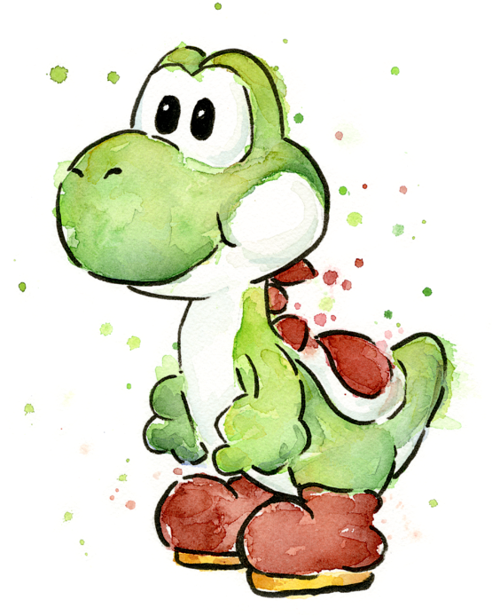 Transparent Yoga Mat Clip Art - Yoshi Watercolor - Png Download (555x694), Png Download