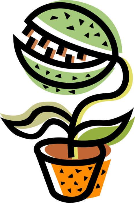 Vector Illustration Of Exotic Venus Fly Trap Flower - 9 Sınıf Arapça Bulmaca Clipart (467x700), Png Download