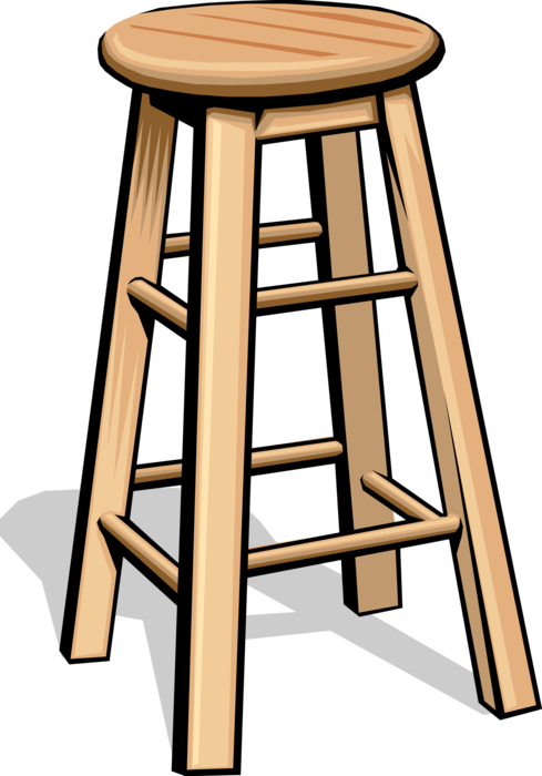 Vector Illustration Of Four-legged Stool Piece Of Furniture - Four Legged Stool Clipart - Png Download (489x700), Png Download