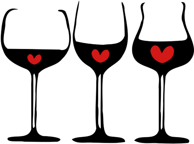Hearts Clipart Wine - Free Wine Glass Clip Art Black White - Png Download (691x790), Png Download