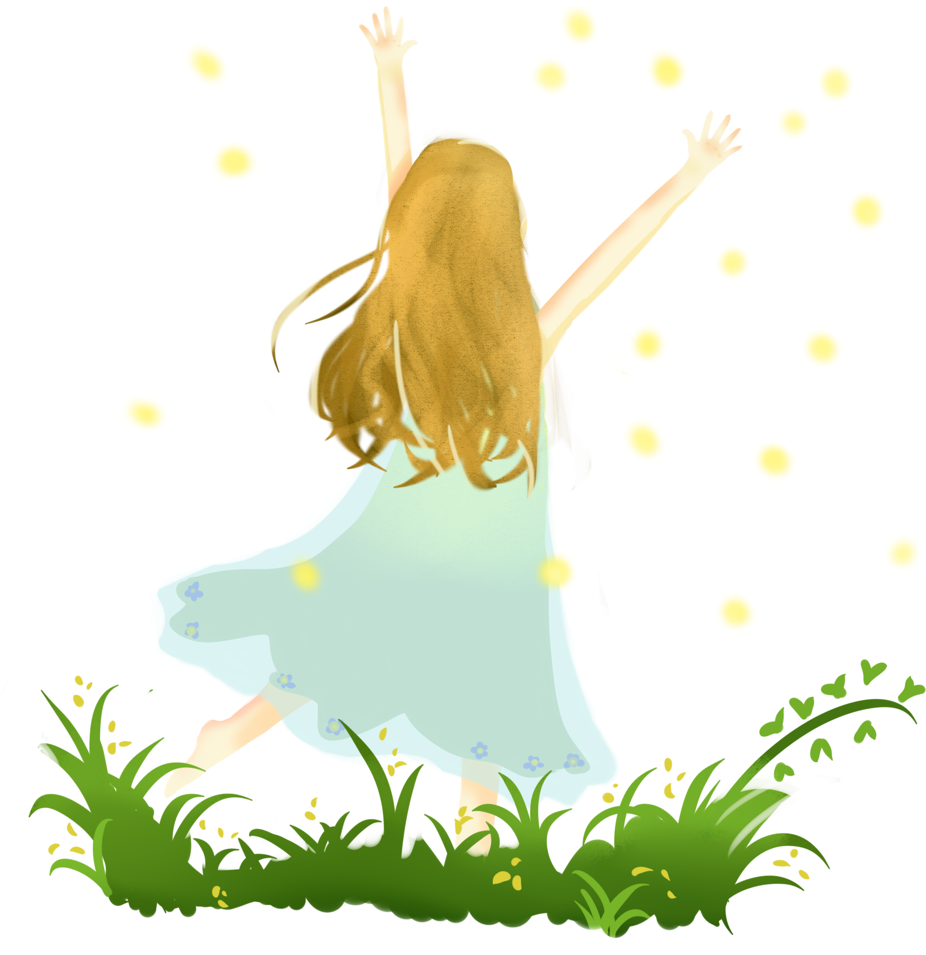 #ftestickers #cartoon #girl #fireflies #summervibes - Illustration Clipart (2000x2000), Png Download