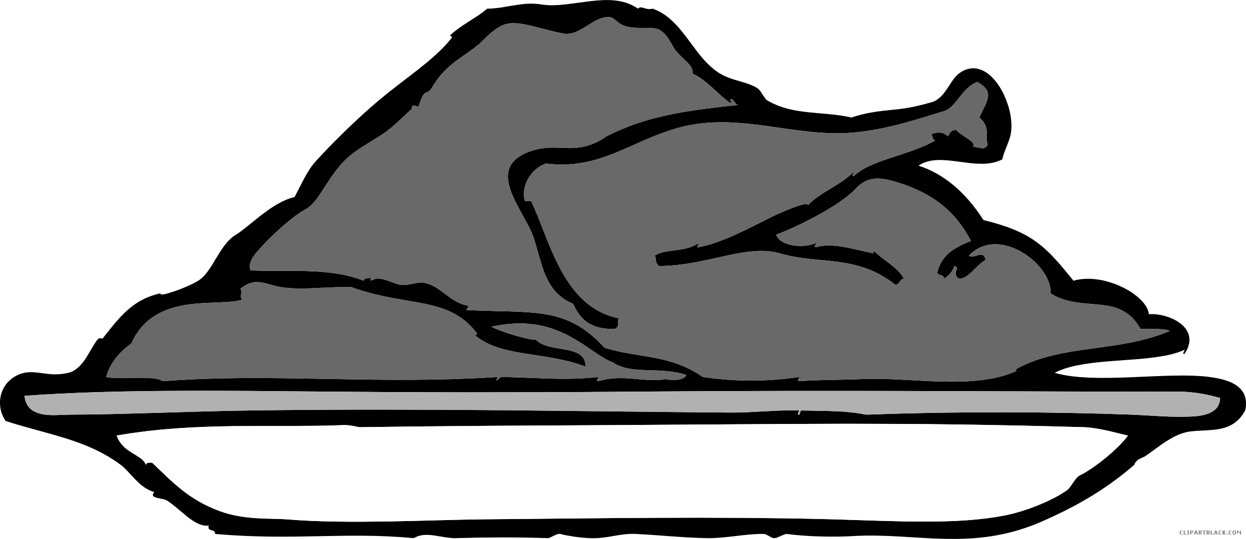 Turkey Platter Animal Free Black White Clipart Images - Turkey Pictures Clip Art - Png Download (2500x1082), Png Download