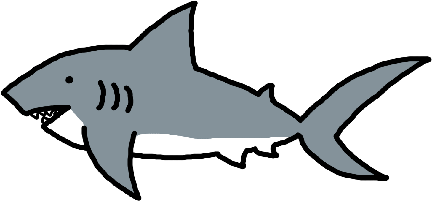 Shark Fin Outline - Cartoon Transparent Background Shark Clipart - Png Download (1458x677), Png Download