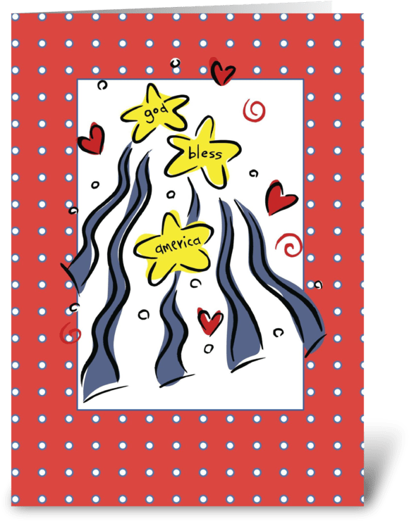 3307 July 4, God Bless America Greeting Card - Illustration Clipart (700x792), Png Download