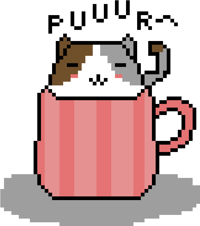 Cat In A Coffee Cup - Pixel Clipart (1200x1200), Png Download