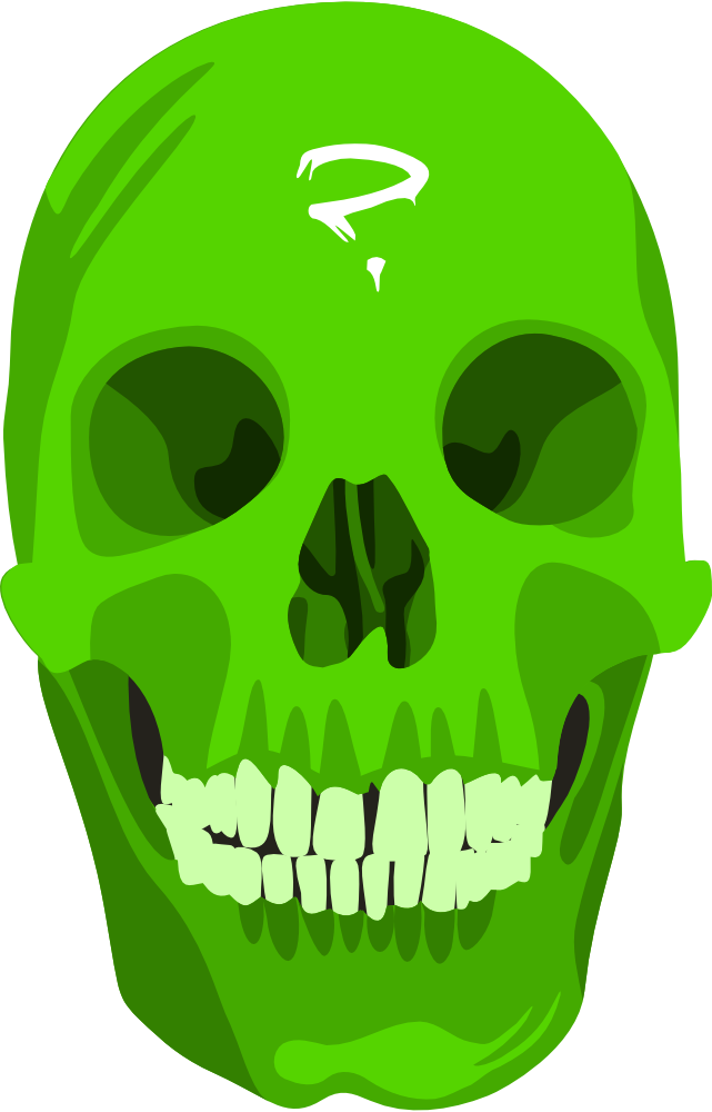 Green Skull By Liakad Just A Green Skull Done In Inkscape - Green Skull Png Clipart (513x800), Png Download