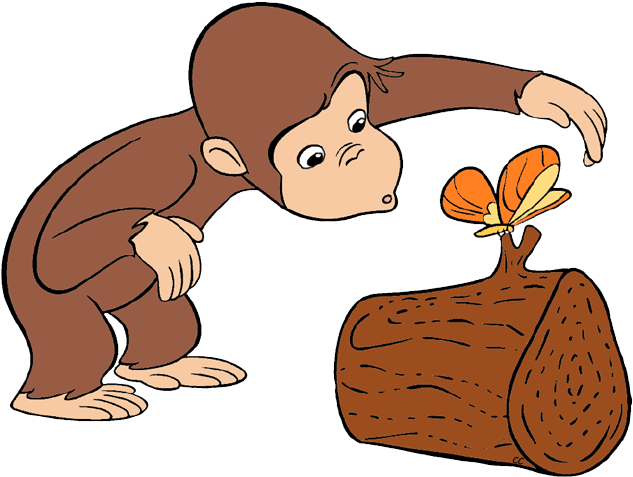 Curious George Clip Art Image - Curious George With Butterfly - Png Download (647x492), Png Download