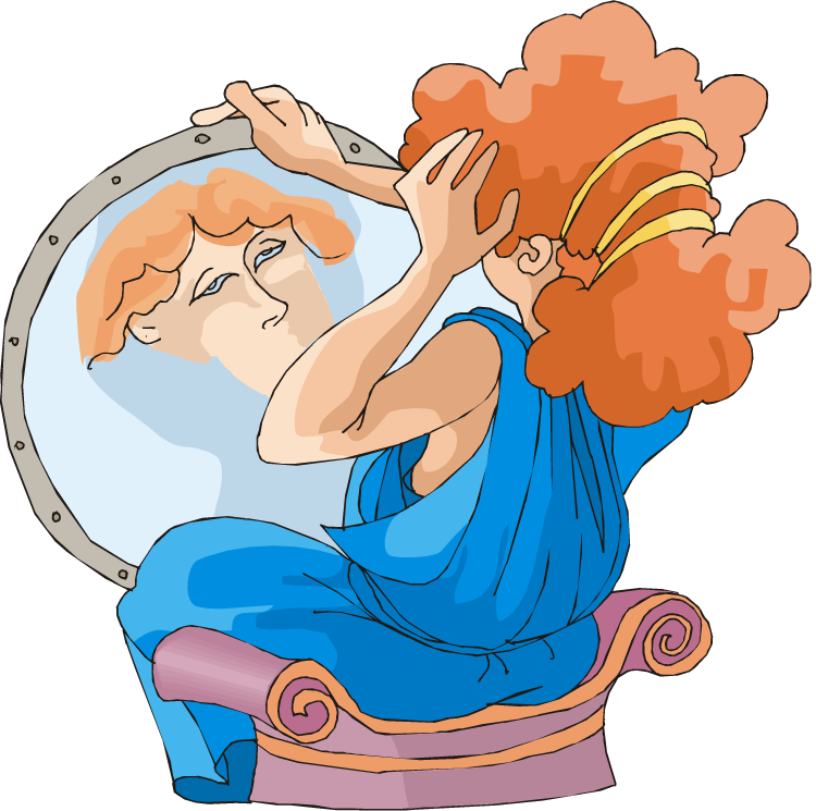 Female Looking In A Mirror Image From Www - Cartoon Clipart (750x745), Png Download