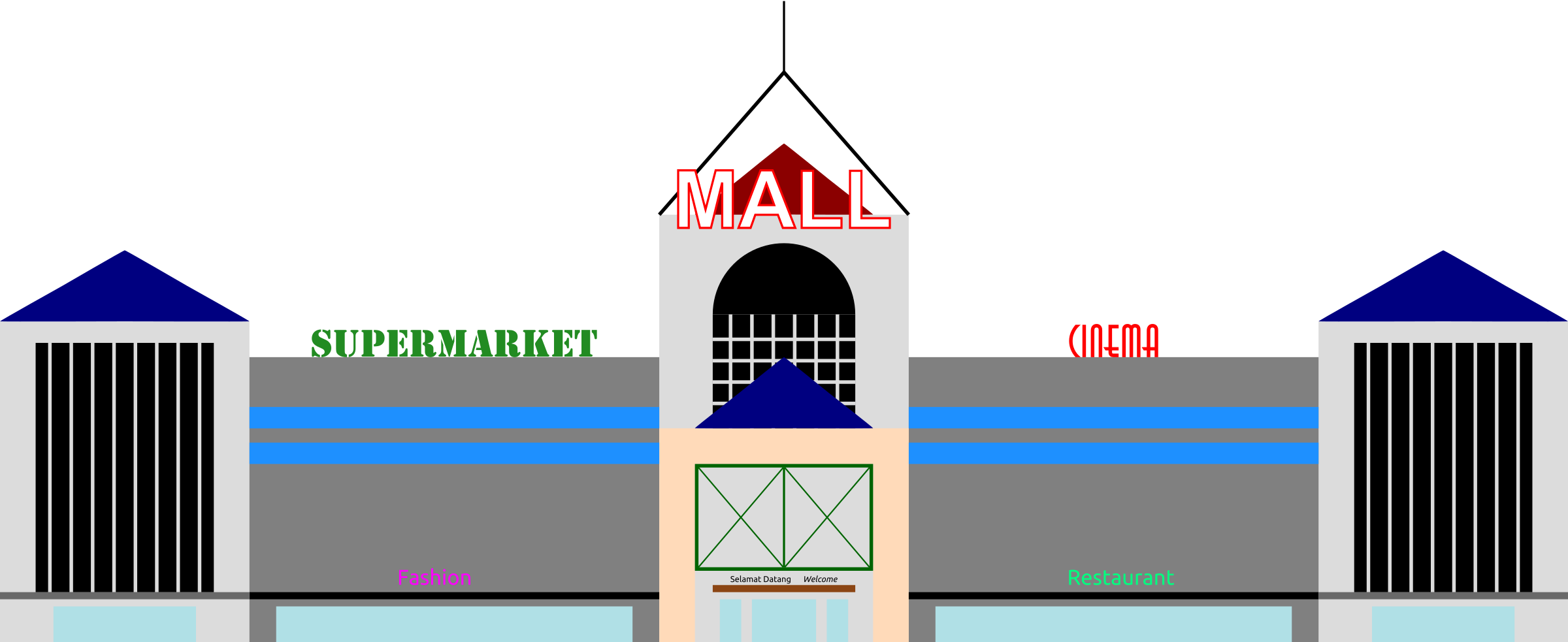 Previous - Mall Clipart Outside - Png Download (2400x983), Png Download