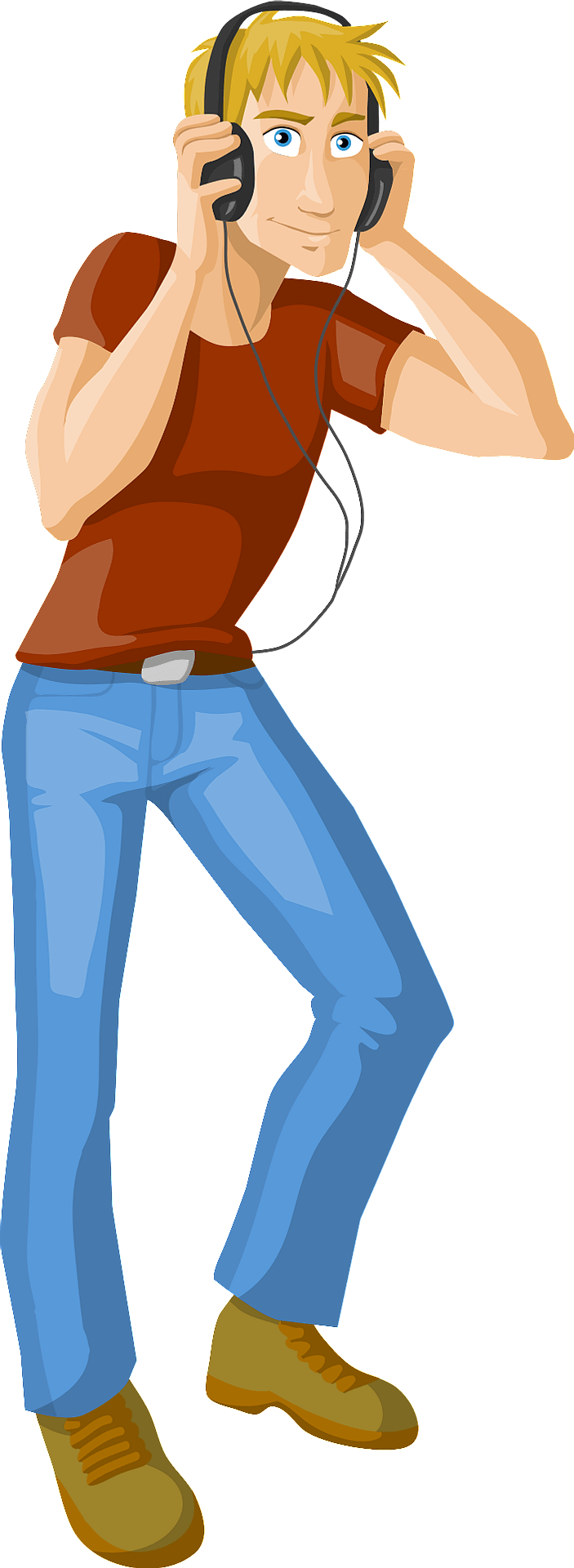 Man, Guy, Jeans, Dancing, Headphones, Music, Listening - Spanish Boy In Cartoon Clipart (640x1280), Png Download