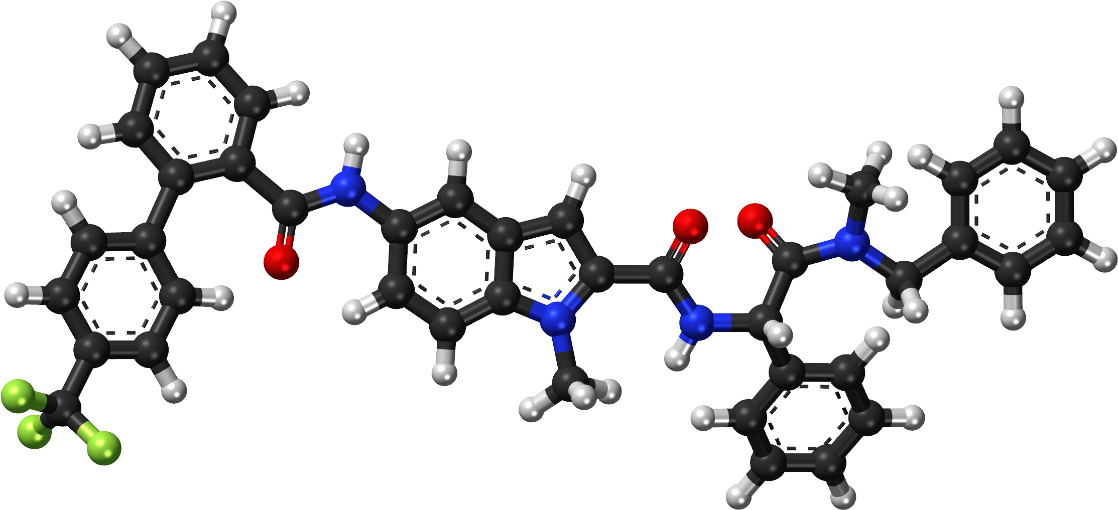 Dirlotapide Ball And Stick Model - Important Biochemicals And Organic Compounds [book] Clipart (2301x1107), Png Download