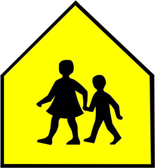 Download School Crossing Sign Vector Clipart School - School Children Crossing - Png Download (552x594), Png Download