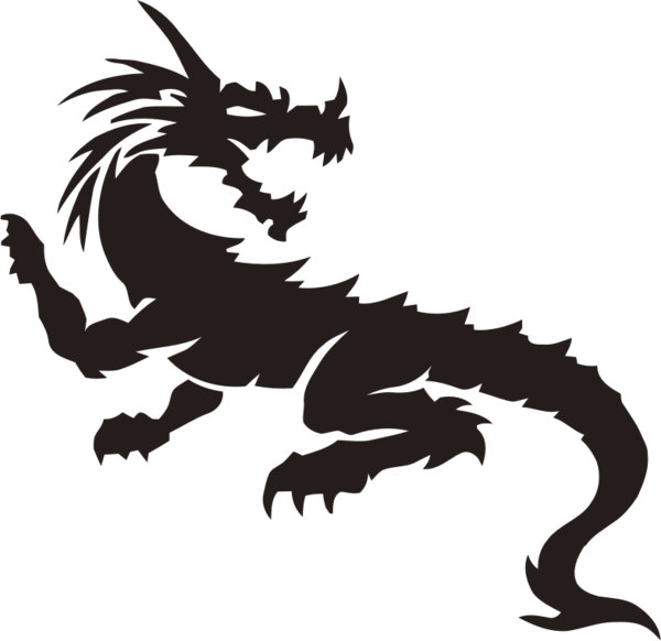 Transparent Dragon Black And White Silhouette Dragon - Simple Dragon Tattoo Clipart (600x582), Png Download