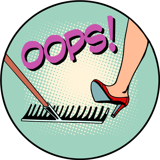 Illustration Of Female Leg Stepping On Rake With The - Marcher Sur Un Rateau Clipart (559x559), Png Download