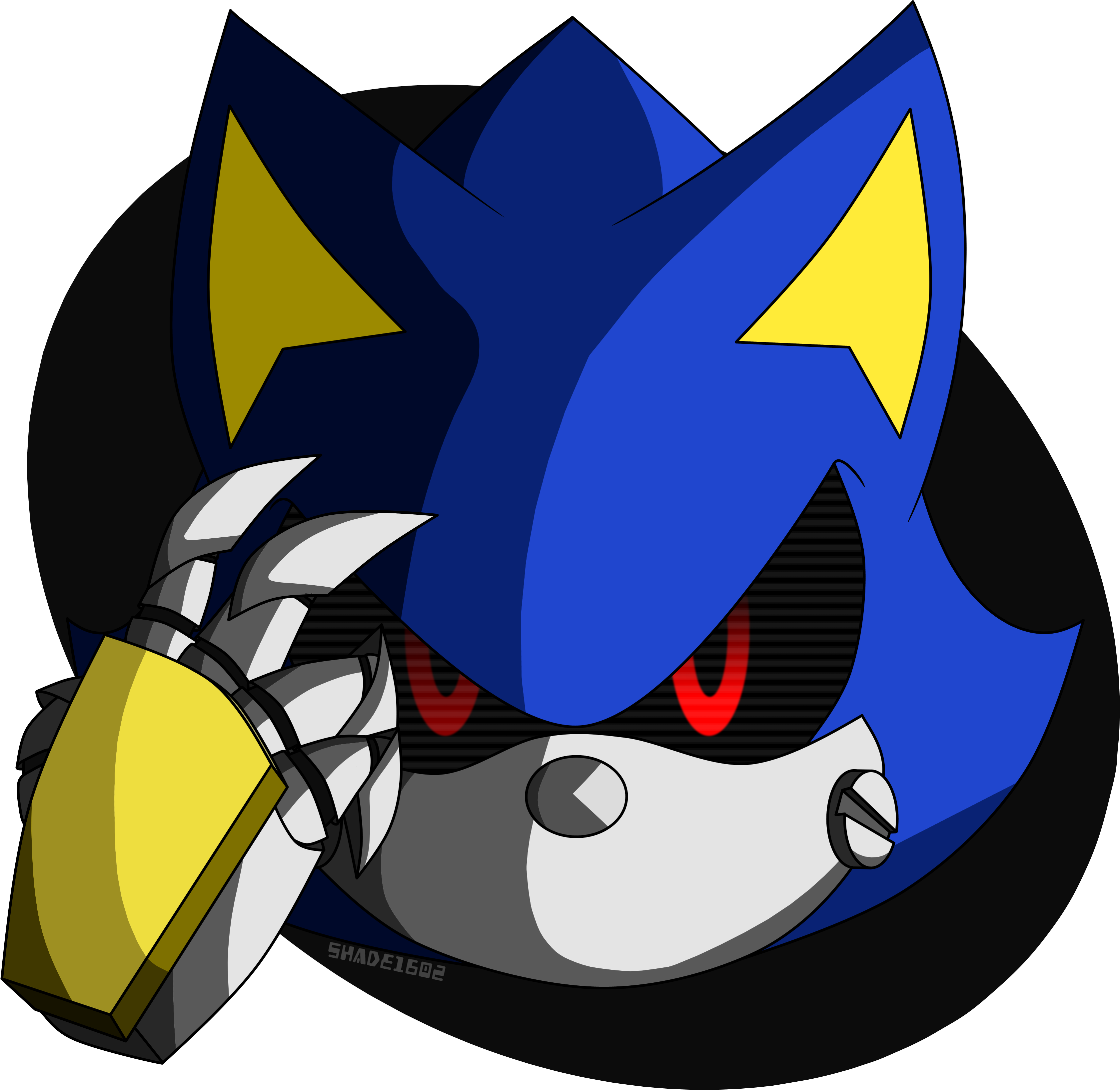 Metal Sonic - Cartoon Clipart (3644x3466), Png Download