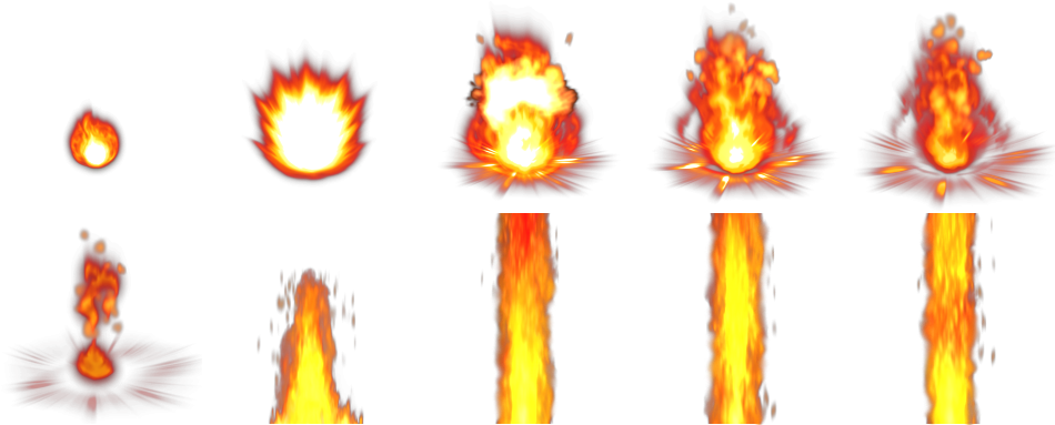 Sprite Fire Animaatio Gamemaker - Fire Sprite Transparent Clipart (960x384), Png Download