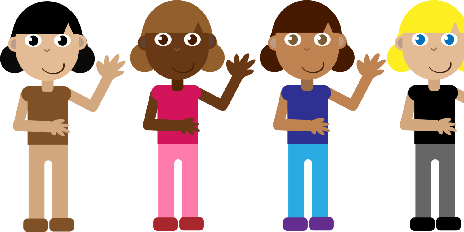 Human - Drawing Group Of Girl Clipart (1496x750), Png Download