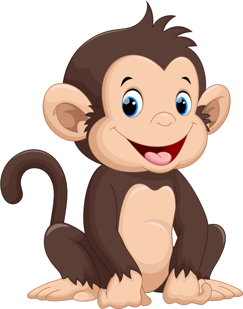 Little Monkey Illustration Cartoon Drawing Happy Clipart - Monkey Clipart - Png Download (1000x1000), Png Download