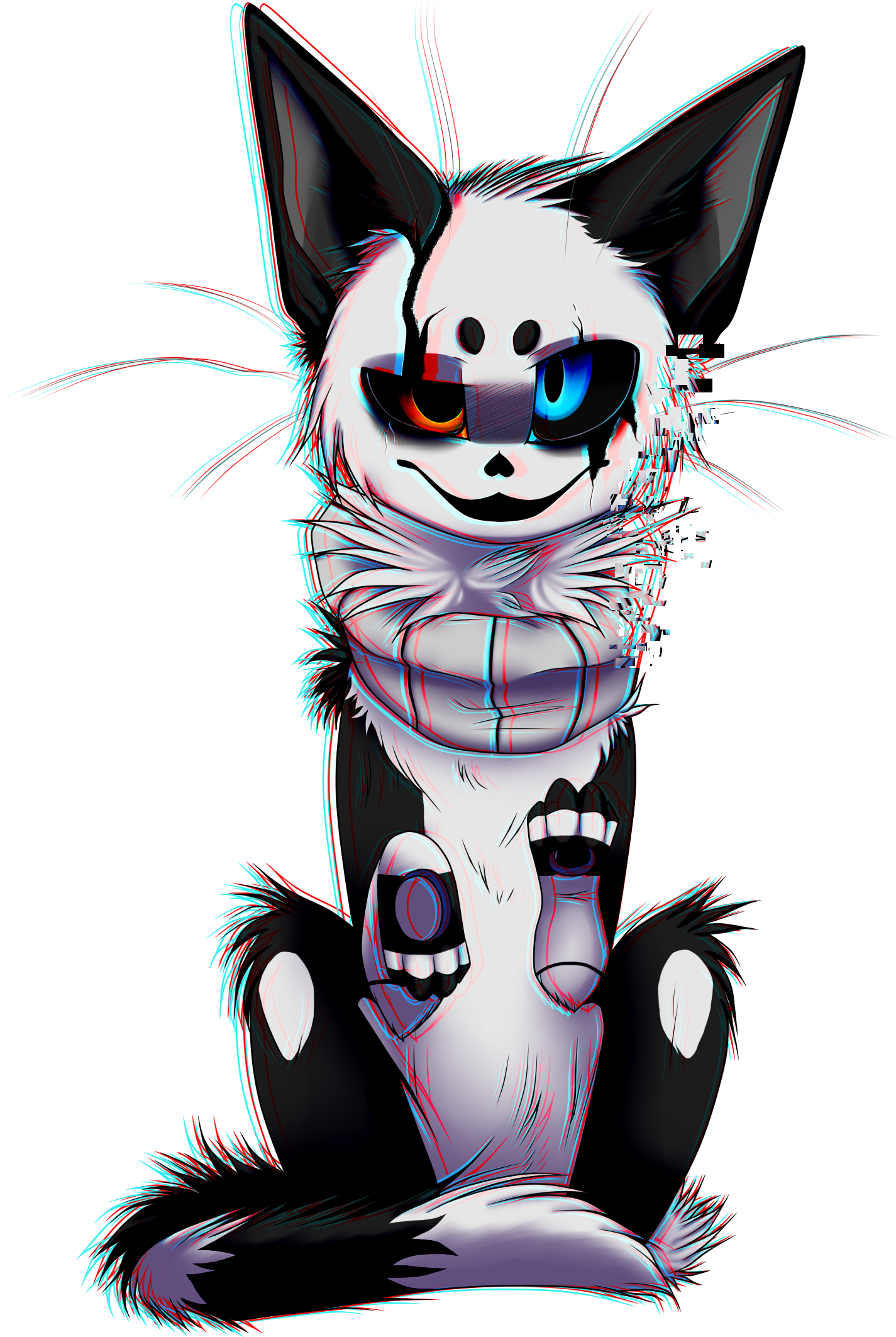 Drawing Creepy Cute Animal Transparent & Png Clipart - Cat Gaster (1825x2537), Png Download