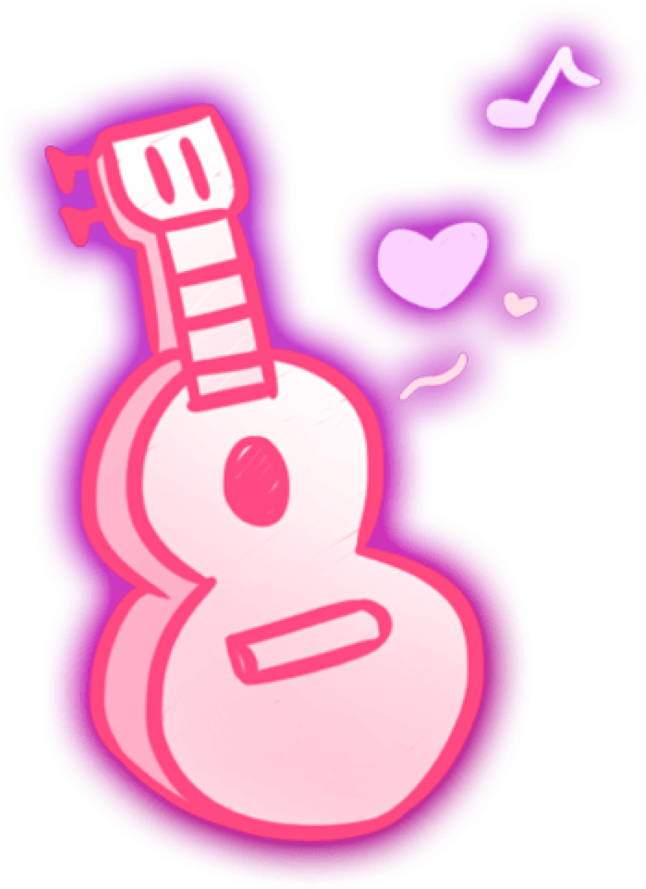 #neon #guitar #pink #music #heart #love #lovesong #notes Clipart (1968x2048), Png Download