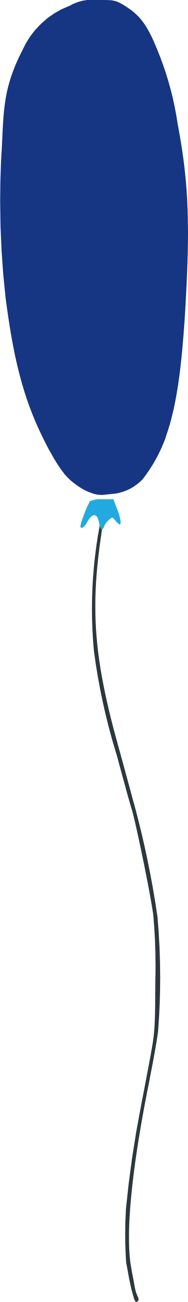 Single Blue Balloon Clipart - Png Download (384x2653), Png Download