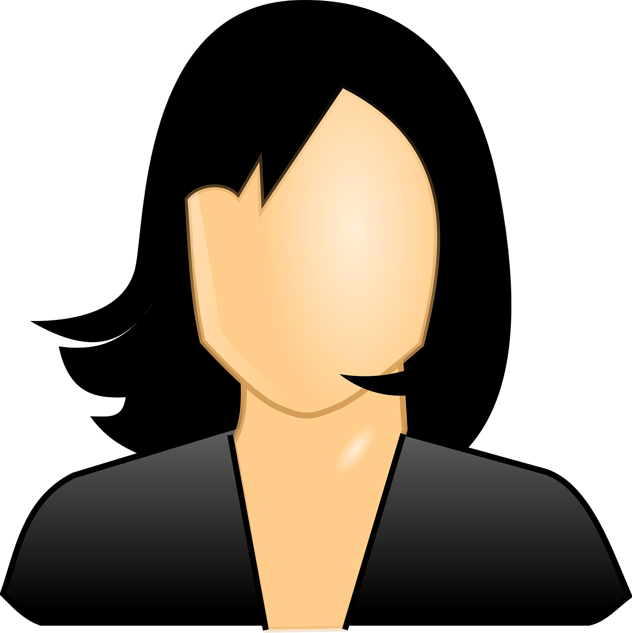 Faceless Black Hair Free Photo - Girl With Black Hair Clip Art - Png Download (1278x1280), Png Download