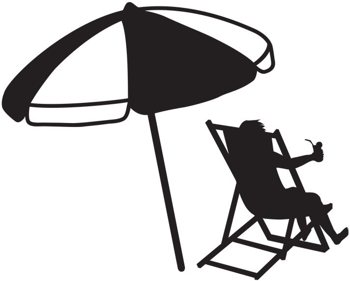 Beach Cartoon Drawing Cartoonjdi - Beach Chair Umbrella Silhouette Clipart (720x577), Png Download