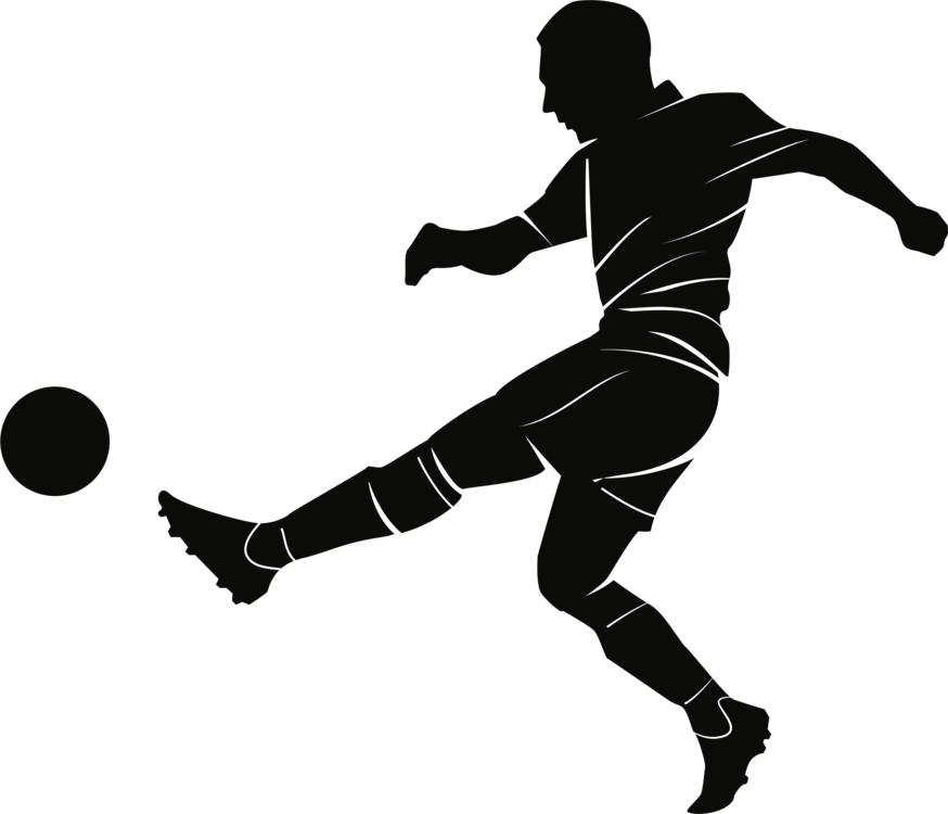 Futsal,ball,silhouette - Silhouette Football Player Png Clipart (874x750), Png Download