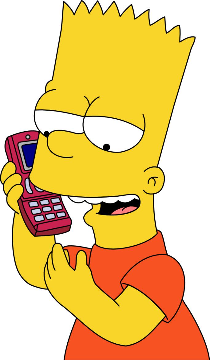 Bart Simpson On The Phone Clipart (683x1168), Png Download