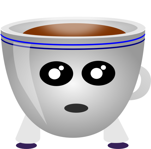 Image Of A Cup Of Coffee With Eyes And Mouth Clipart (600x600), Png Download