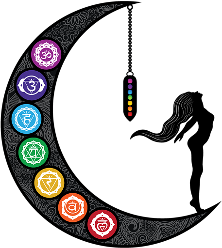Cresent Moon With Chakras Clipart (600x600), Png Download