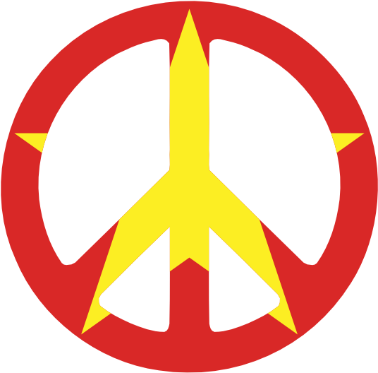 Vietnam Peace Symbol Flag 3 Scallywag Peacesymbol - Vietnam Clipart (555x555), Png Download