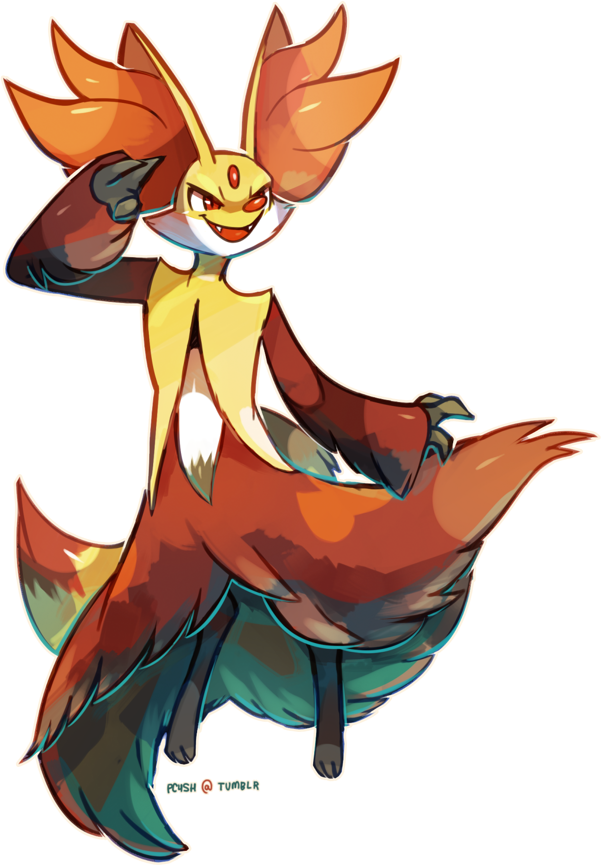 Male Delphox Clipart (1234x1784), Png Download