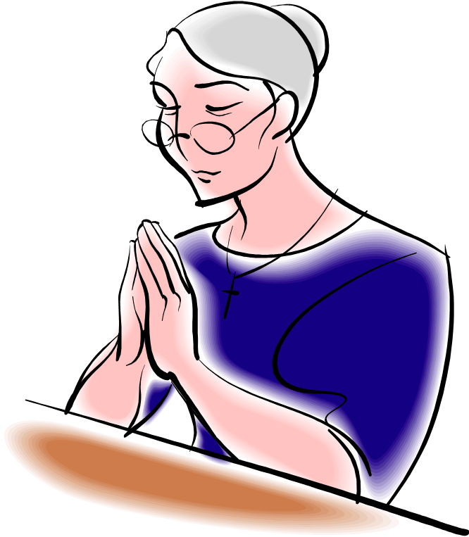 Woman Pastor Clipart - Old Woman Praying Clipart - Png Download (739x788), Png Download