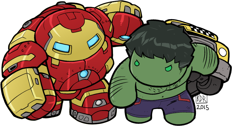 Collection Of Chibi - Hulk Vs Hulkbuster Chibi Clipart (871x500), Png Download