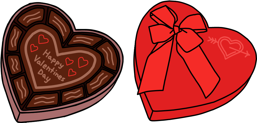 Chocolate Heart Clipart Clipart Black And White Walfas - Chocolates Valentines Day Clipart - Png Download (1100x593), Png Download