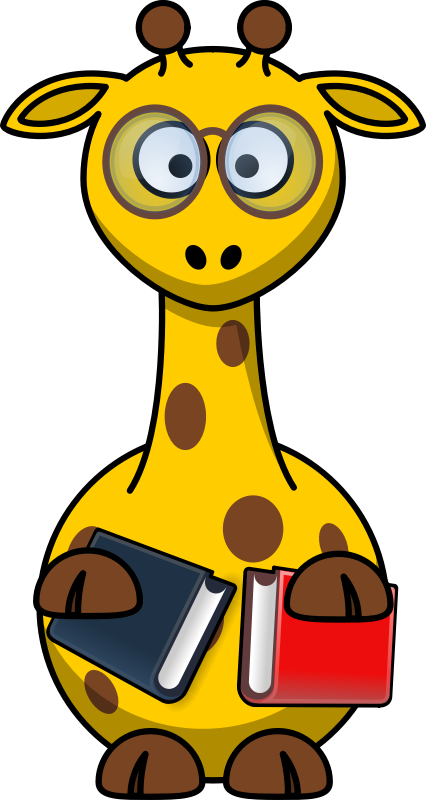 Giraffe Bookworm - Cartoon Giraffe Clipart (426x800), Png Download