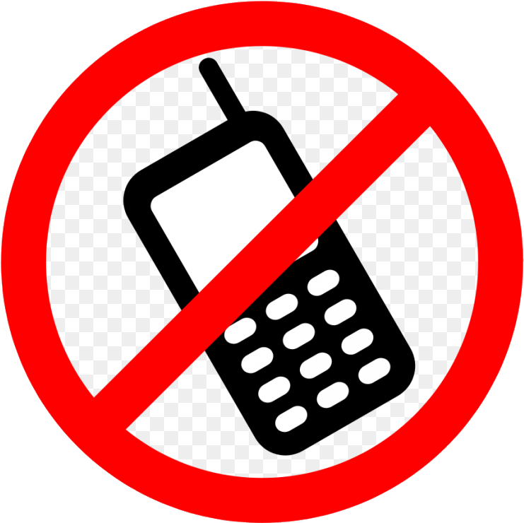 Phone Mobile Clip Art Black And White No Cell Clipart - Cell Phone Sign - Png Download (741x740), Png Download